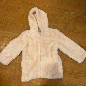 girls size 6 Cozy Pink Faux Fur Hooded Jacket great condition